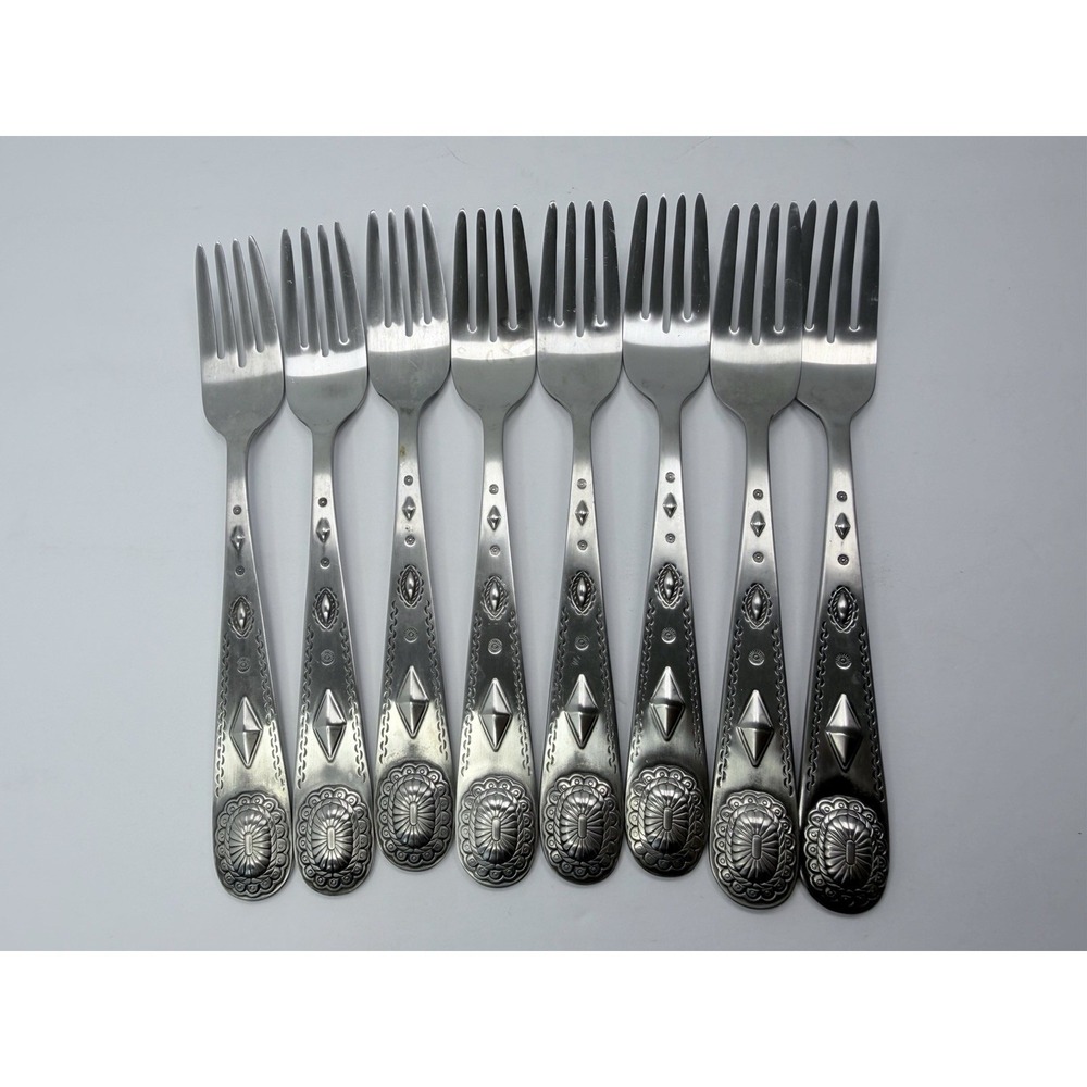 Wallace Taos Stainless Steel Dinner Forks Set Of 8 China 18/10 Southwest